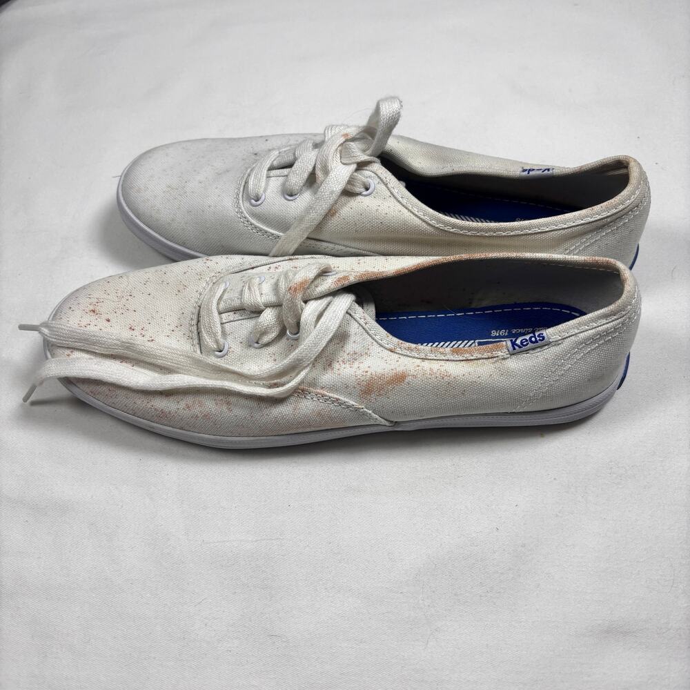 Vintage 80s Keds Champion White Canvas Sneakers Blue Label Deadstock Unworn 8.5 - Picture 7 of 11
